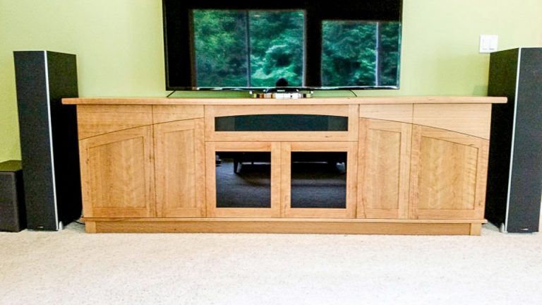 Wood is solid curly cherry; every door and drawer is carefully matched