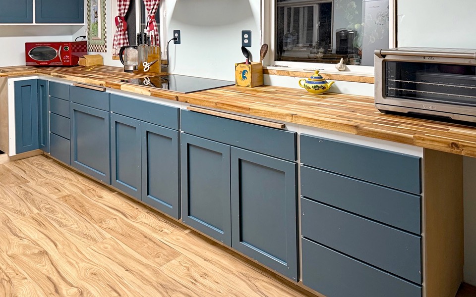 Custom kitchen with wood countertop